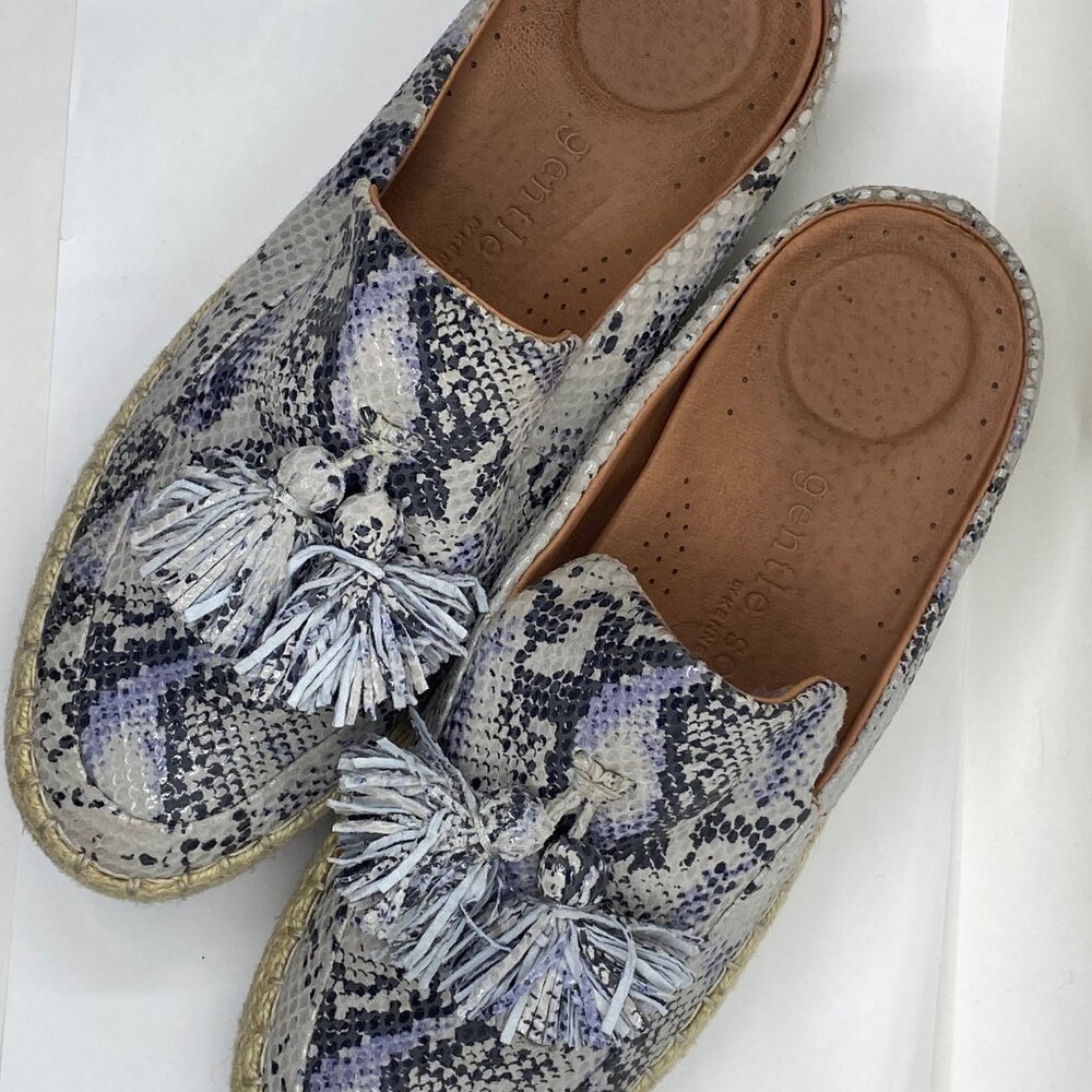 Gentle Souls Womens Espadrille Mule/Slide/ Loafer Snake print Leather Size 7.5 - Picture 3 of 4